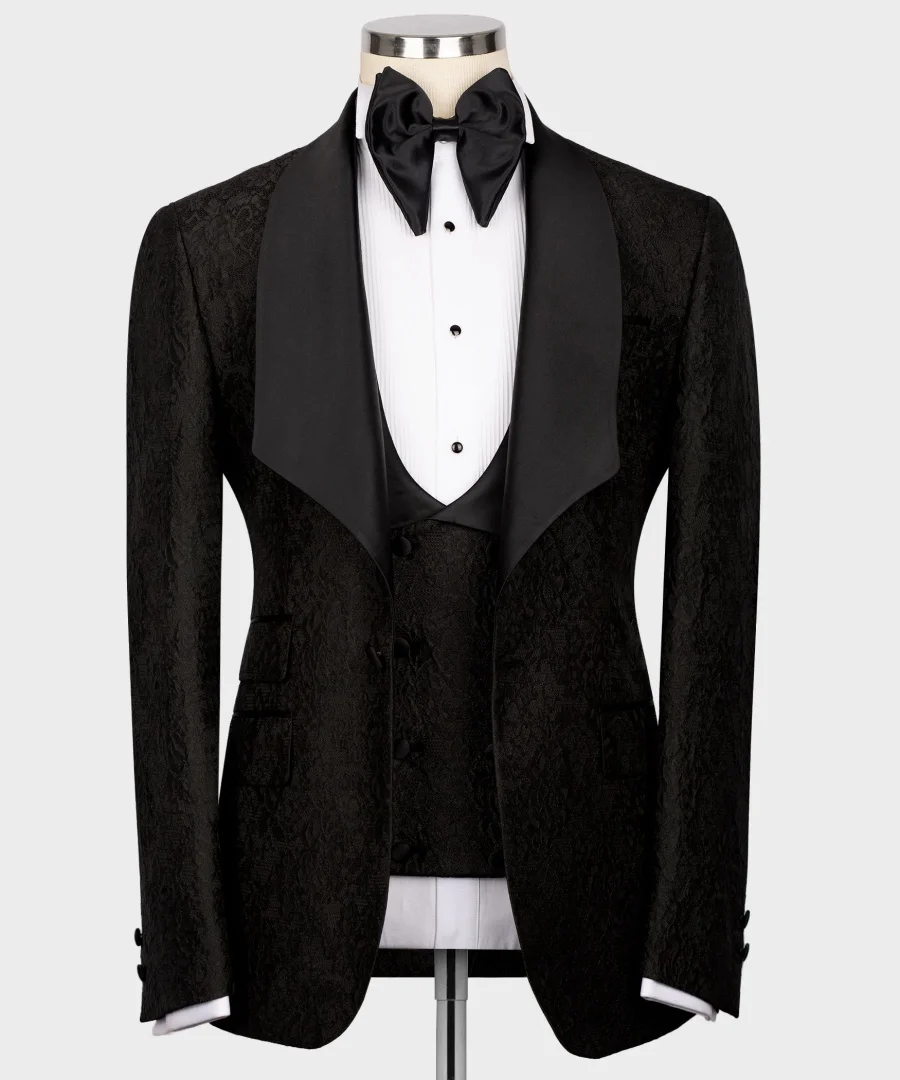 Black Jacquard Wedding Groom Tuxedo 3pcs Blazer Vest Pants Formal Party Special Occasion Men's Suits Tailor-made Suit Male
Black Jacquard Wedding Groom Tuxedo 3pcs Blazer Vest Pants Formal Party Special Occasion Men's Suits Tailor-made Suit Male