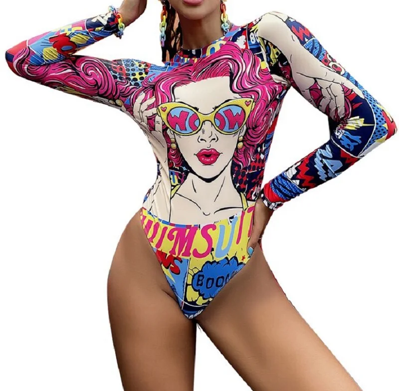 Women's Colorful Graffiti One Piece Swimsuit Abstract Print Long Sleeve High Neck Swimwear Bathing Suit for Women Summer Pool
Women's Colorful Graffiti One Piece Swimsuit Abstract Print Long Sleeve High Neck Swimwear Bathing Suit for Women Summer Pool