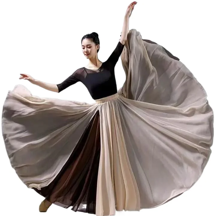 Women Classical Modern Dance Training Skirt Elegant Ethnic Double Chiffon Performance Swing Skirt Wrap Ethereal 720 Degree Skirt
Women Classical Modern Dance Training Skirt Elegant Ethnic Double Chiffon Performance Swing Skirt Wrap Ethereal 720 Degree Skirt
