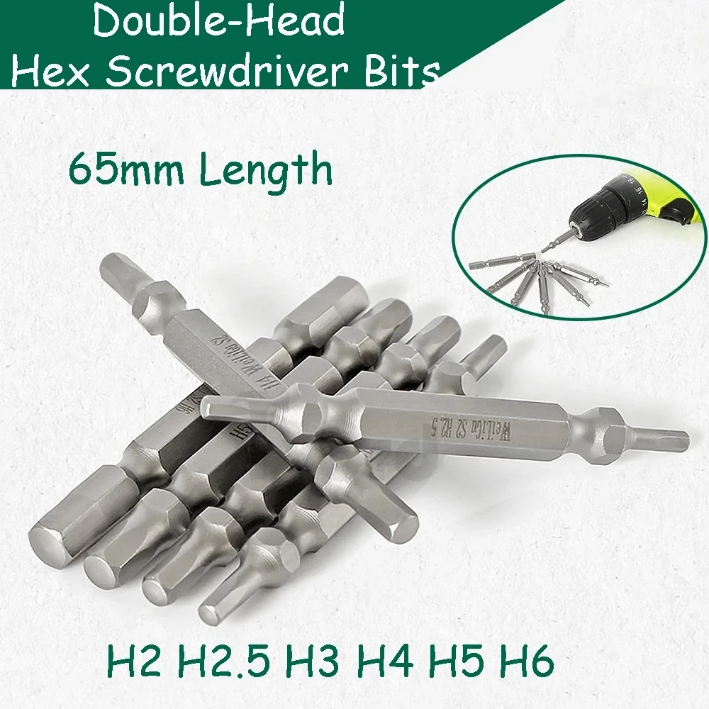 1pcs Double-Head Hex Screwdriver Bits H2 - H6 Magnetic 1/4" Hex Rod S2 Steel 65mm Length Electric Batch Head Repair Allen Wrench
1pcs Double-Head Hex Screwdriver Bits H2 - H6 Magnetic 1/4" Hex Rod S2 Steel 65mm Length Electric Batch Head Repair Allen Wrench