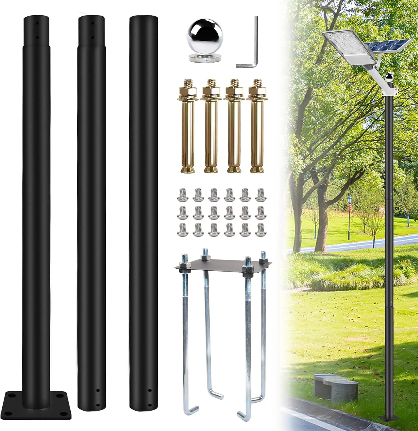 10-футовый уличный солнечный фонарь с регулируемой металлической стойкой и основанием арматуры для заднего двора, парковки, дорожки
10-футовый уличный солнечный фонарь с регулируемой металлической стойкой и основанием арматуры для заднего двора, парковки, дорожки