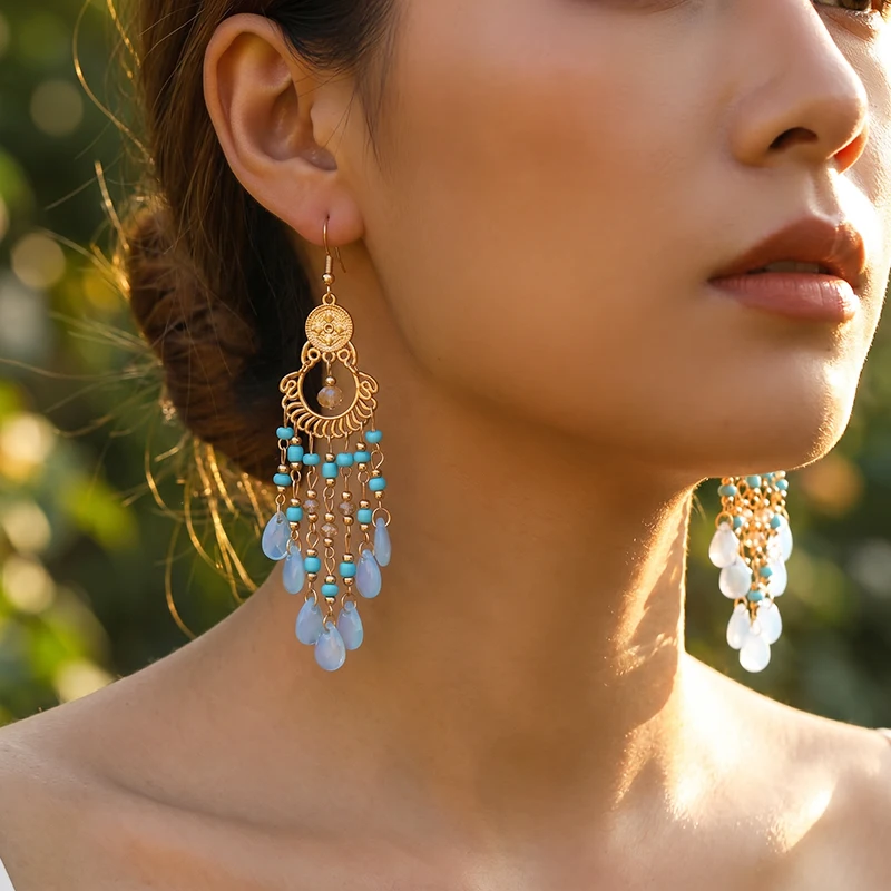 Colorful Rice Bead Water Drop Dangle Earrings for Women Bohemian Handmade Beaded Temperament Long Earring Vacation Style Jewelry
Colorful Rice Bead Water Drop Dangle Earrings for Women Bohemian Handmade Beaded Temperament Long Earring Vacation Style Jewelry