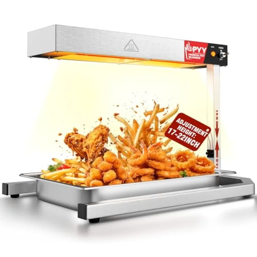 Commercial French fry warmer with 500W electric heating radiation, stainless steel U-shape base stand, adjustable height, silve
Commercial French fry warmer with 500W electric heating radiation, stainless steel U-shape base stand, adjustable height, silve