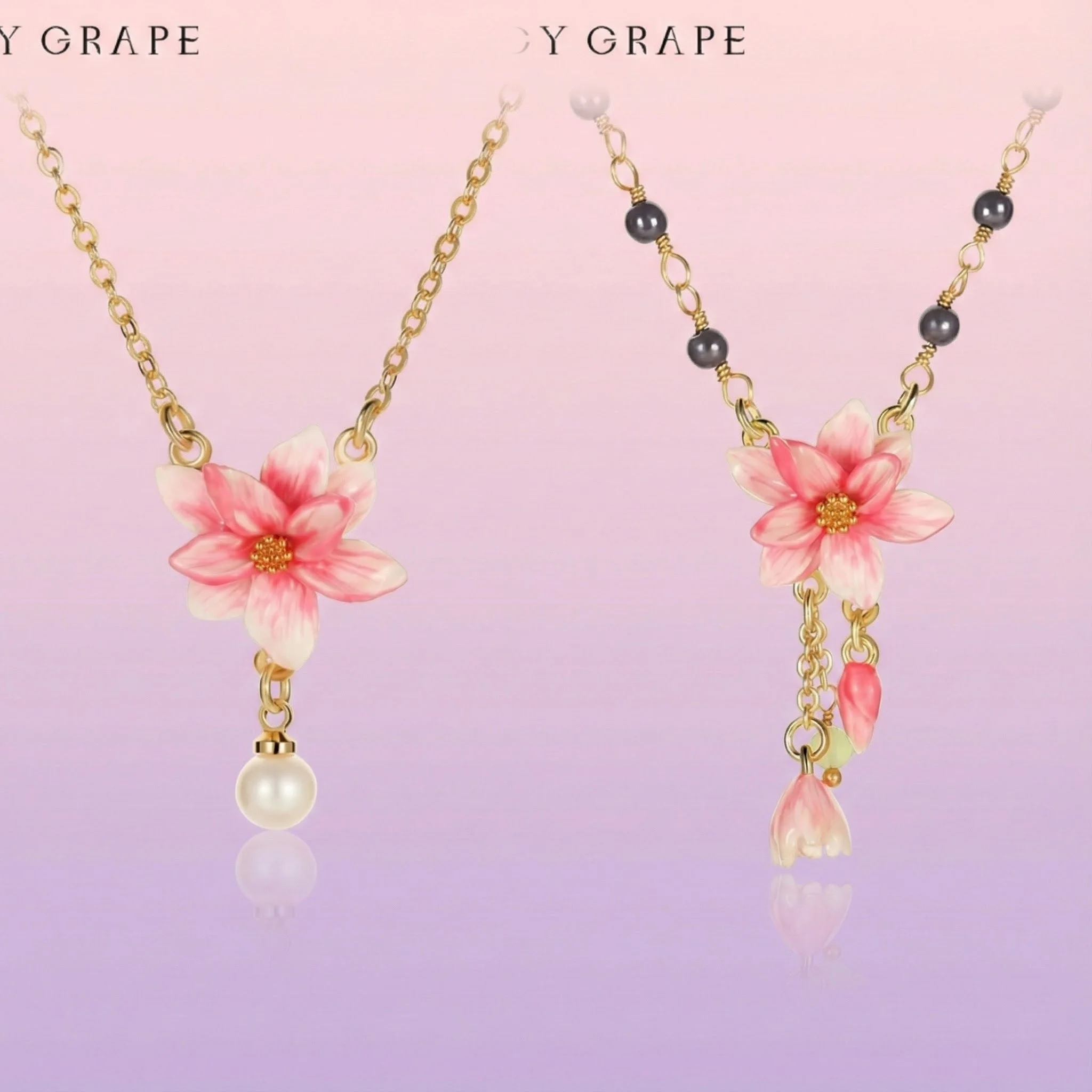 Ожерелье из бисера с розовым цветком магнолии, 18-каратное позолоченное ювелирное изделие, кулон с цветочным принтом, женская легкая роскошная цепочка на ключицу
Ожерелье из бисера с розовым цветком магнолии, 18-каратное позолоченное ювелирное изделие, кулон с цветочным принтом, женская легкая роскошная цепочка на ключицу