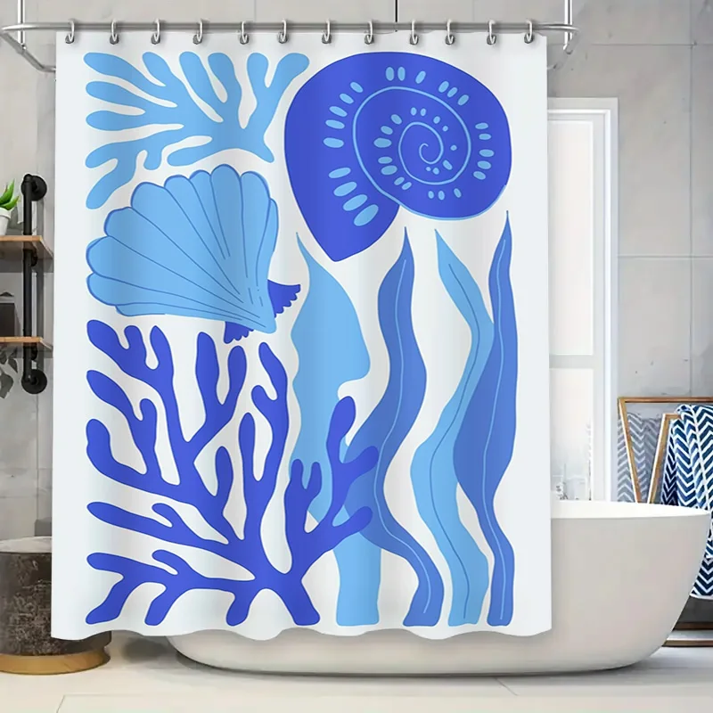 Blue Coral Bath Shower Curtain Waterproof Fabric for Bathroom Decor Protection Modern Artistic Design in White Tub Setting with
Blue Coral Bath Shower Curtain Waterproof Fabric for Bathroom Decor Protection Modern Artistic Design in White Tub Setting with