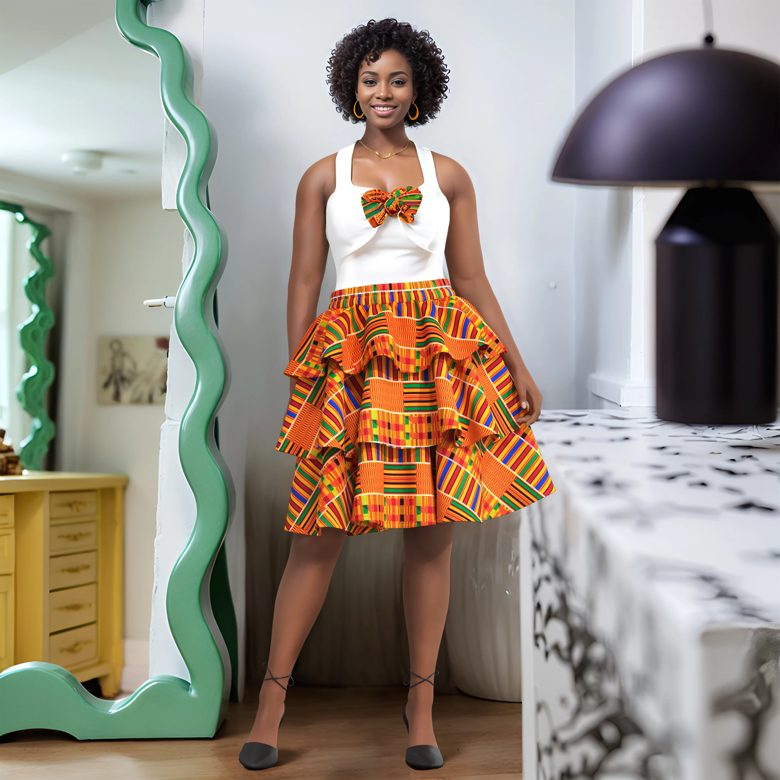 African Wax Print Skirts Bazin Plus Size High Waist Three-layer Cake Skirt African Clothes for Women KG1212
African Wax Print Skirts Bazin Plus Size High Waist Three-layer Cake Skirt African Clothes for Women KG1212