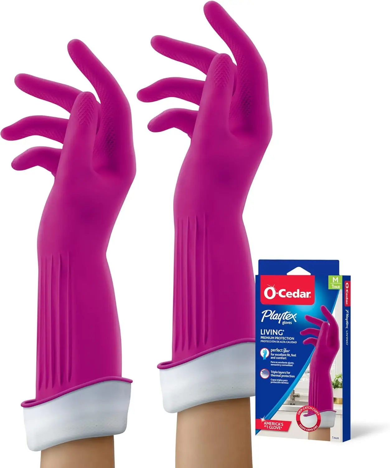 Drip-Catch Cuff Gloves, Medium 2 Pairs, Premium Reusable Household Gloves
Drip-Catch Cuff Gloves, Medium 2 Pairs, Premium Reusable Household Gloves