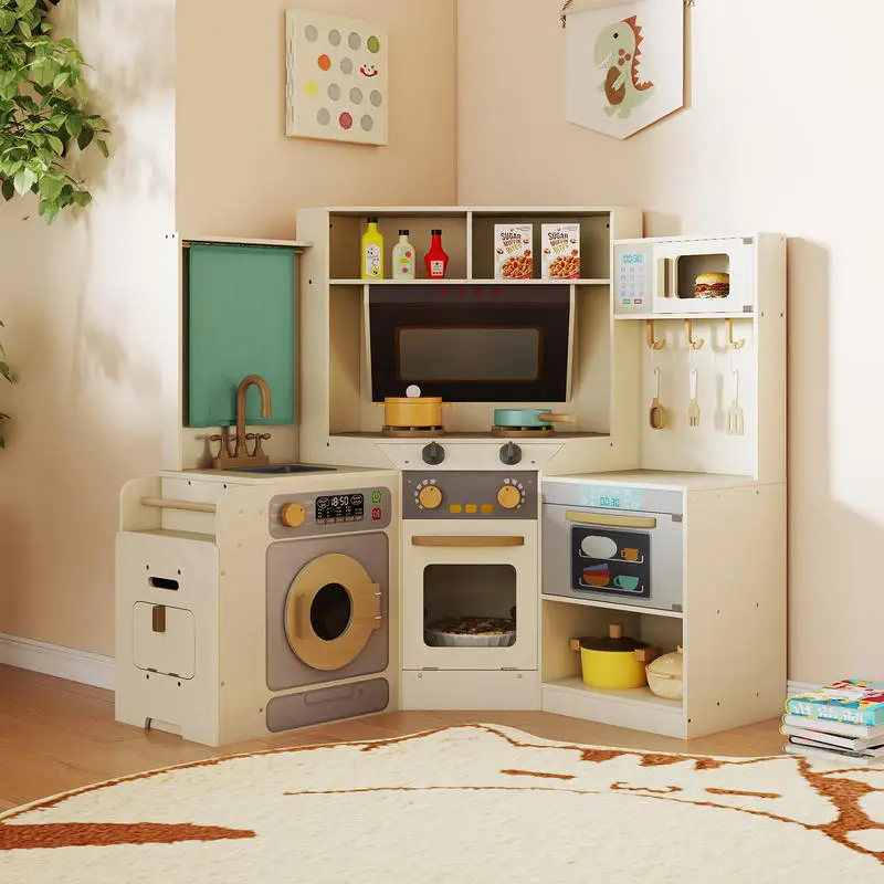 Corner Kitchen Toys with Lights and Sounds with Pull-out Trash Can and Stoves-Off White
Corner Kitchen Toys with Lights and Sounds with Pull-out Trash Can and Stoves-Off White