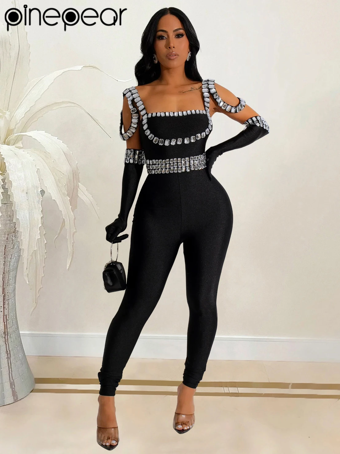 PinePear NEW 2025 Women Big Diamonds Hot Rhinestones Sexy Strap Long Sleeve Jumpsuits Party Club One Piece Overalls with Gloves
PinePear NEW 2025 Women Big Diamonds Hot Rhinestones Sexy Strap Long Sleeve Jumpsuits Party Club One Piece Overalls with Gloves