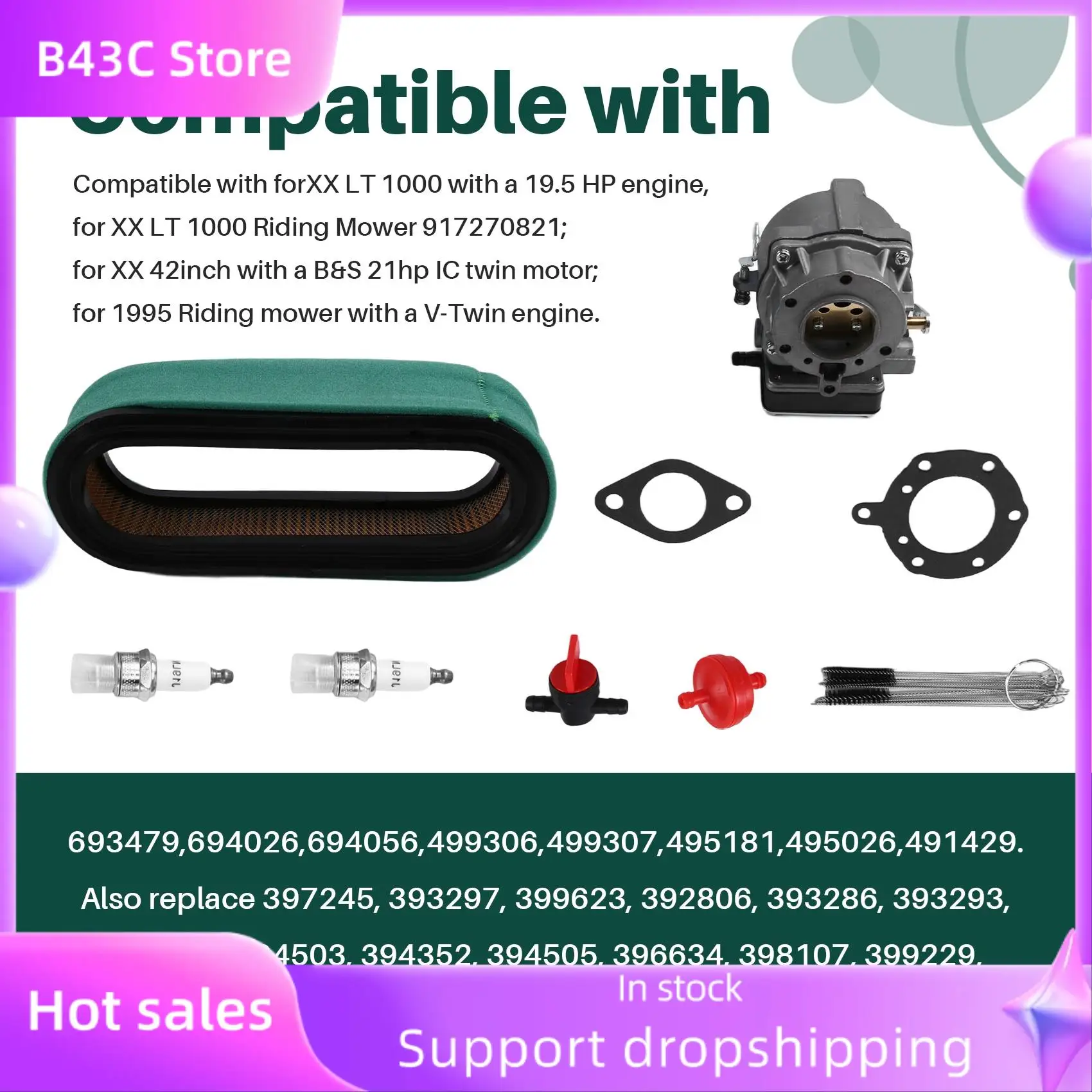 Карбюратор B14C, совместимый с Briggs & Stratton 693479 693480 499306 С 394019 S Воздушный фильтр 394358 Топливный фильтр S
Карбюратор B14C, совместимый с Briggs & Stratton 693479 693480 499306 С 394019 S Воздушный фильтр 394358 Топливный фильтр S