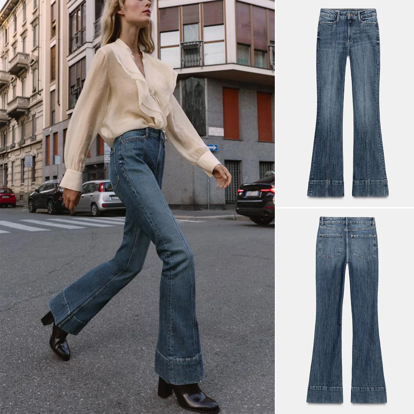 Новые зимние женские дизайнерские расклешенные джинсы трапециевидной формы со средней талией, плиссированные джинсы во французском стиле, облегающие джинсы с талией, полиэфирная ткань
Новые зимние женские дизайнерские расклешенные джинсы трапециевидной формы со средней талией, плиссированные джинсы во французском стиле, облегающие джинсы с талией, полиэфирная ткань