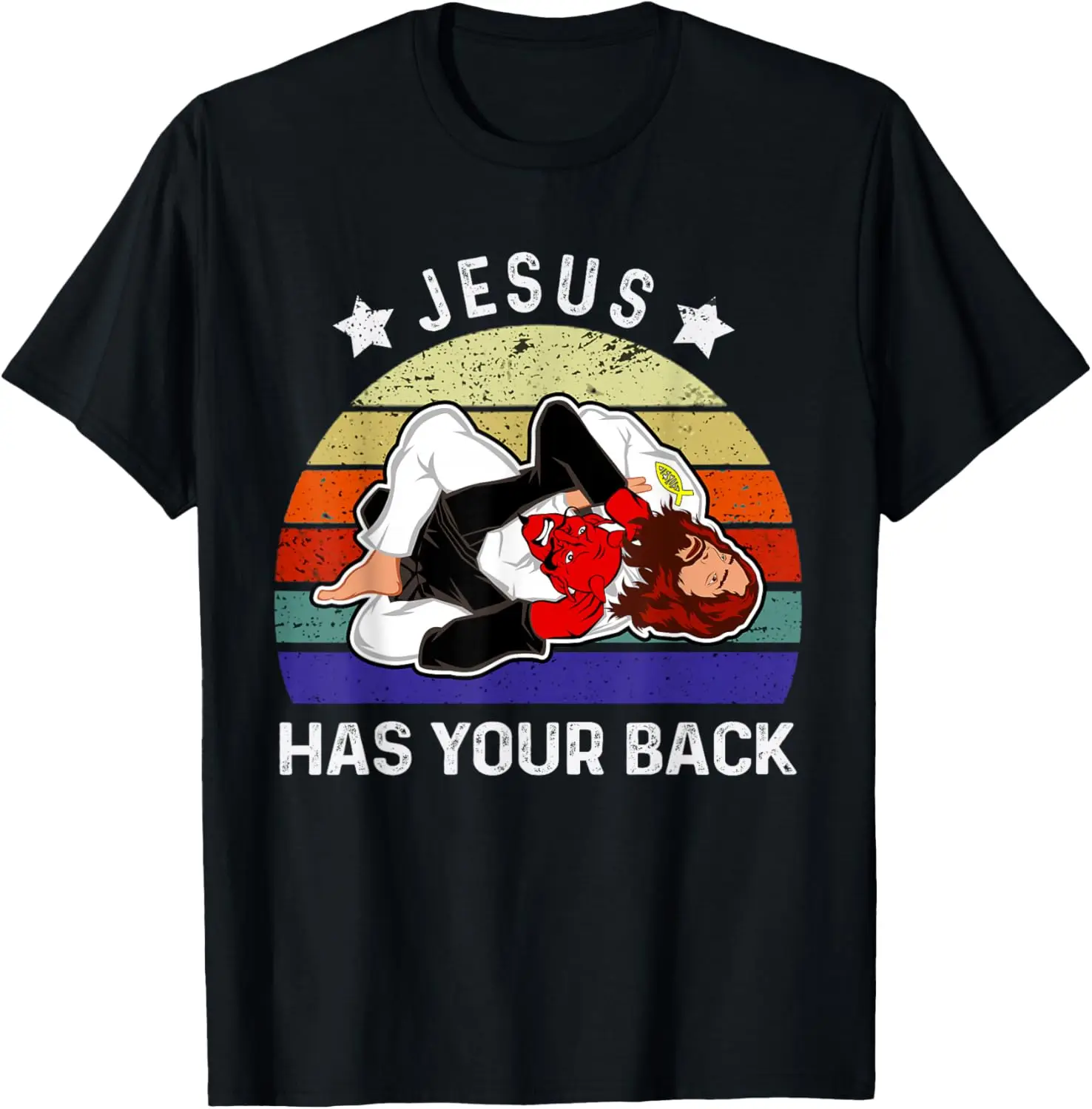 Brazilian Jiu Jitsu Jesus Jesus Has Your Back T-Shirt 100% Cotton O-Neck Short Sleeve Summer Casual Mens T-shirt Streetwear
Brazilian Jiu Jitsu Jesus Jesus Has Your Back T-Shirt 100% Cotton O-Neck Short Sleeve Summer Casual Mens T-shirt Streetwear