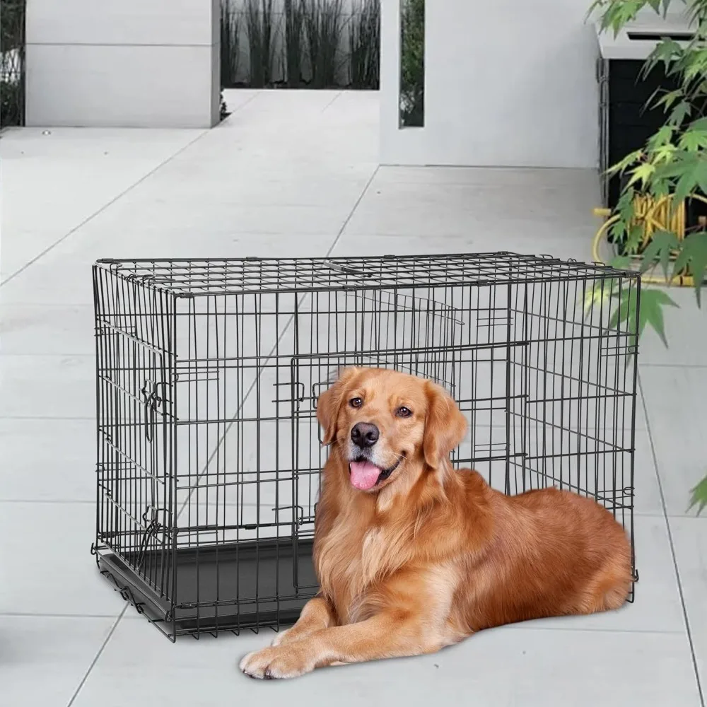Dog Crate Dog Kennel Cage with Double Door Folding Metal Wire Dog Cage with Removable Tray&Divider Panel for Large Dogs,Black
Dog Crate Dog Kennel Cage with Double Door Folding Metal Wire Dog Cage with Removable Tray&Divider Panel for Large Dogs,Black