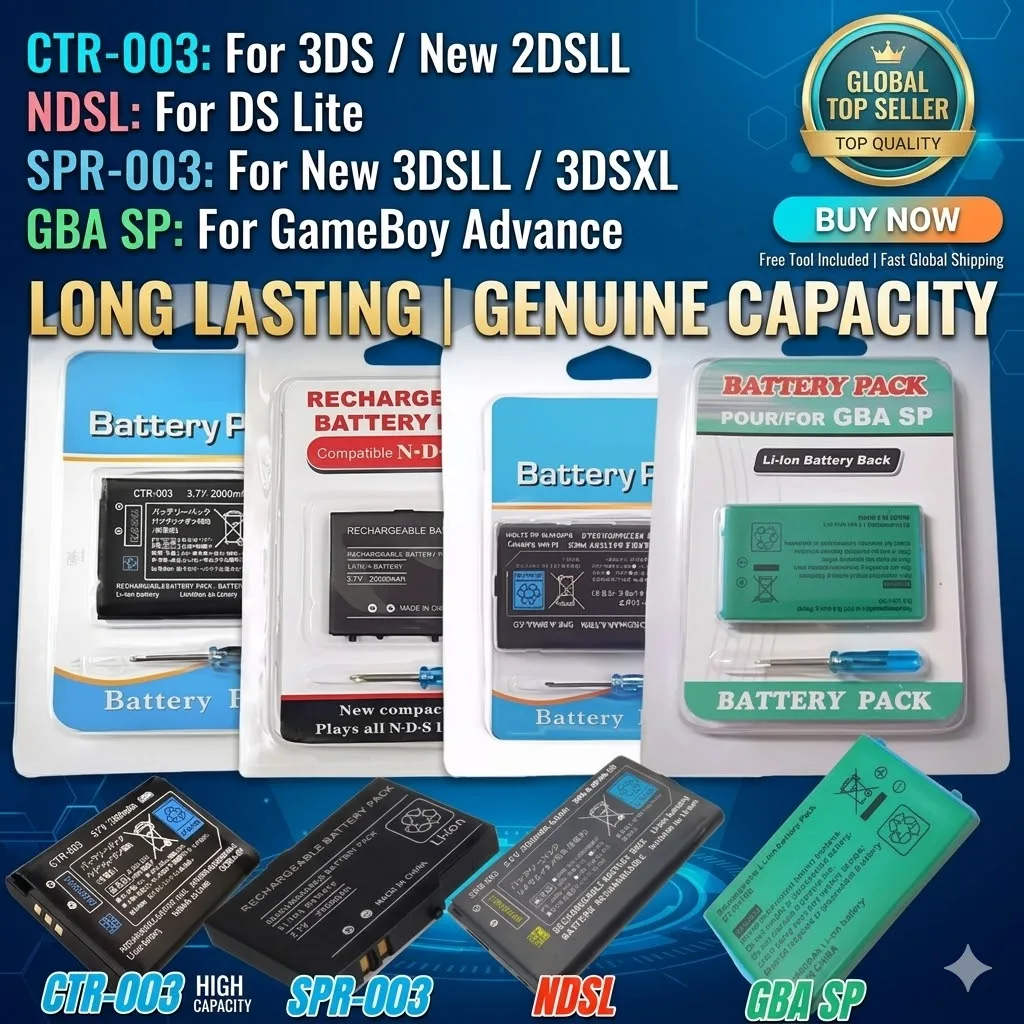NEW CTR-003 SPR-003 Host Battery 3.7V Rechargeable Lithium Battery Replacement For 3DS LL 3DS XL N3DS 2DS GBA SP Gameboy Console
NEW CTR-003 SPR-003 Host Battery 3.7V Rechargeable Lithium Battery Replacement For 3DS LL 3DS XL N3DS 2DS GBA SP Gameboy Console