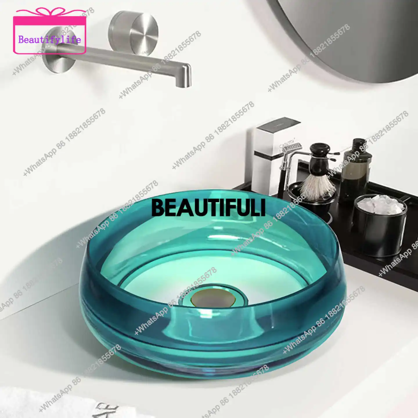 YL High end artistic crystal countertop basin,circular washbasin with thin edge design,fashionable colored clear washbasin
YL High end artistic crystal countertop basin,circular washbasin with thin edge design,fashionable colored clear washbasin
