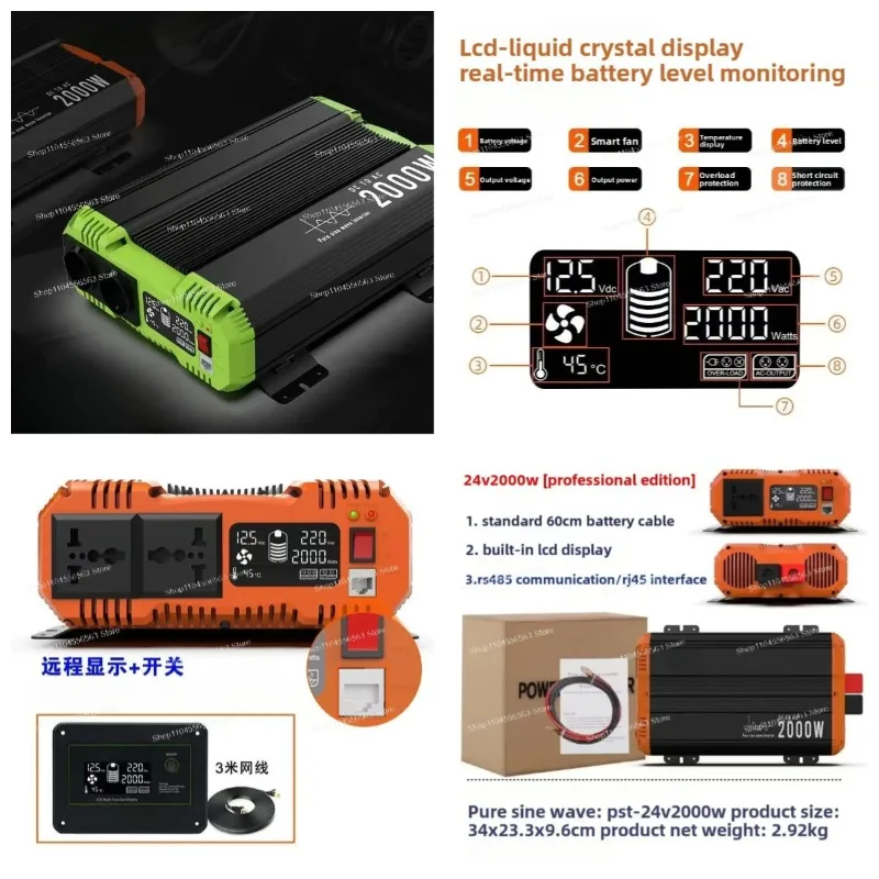 DC 12V 24V 48V to AC 220V Pure Sine Wave Power Inverter LCD Display for Home RV Camping
DC 12V 24V 48V to AC 220V Pure Sine Wave Power Inverter LCD Display for Home RV Camping