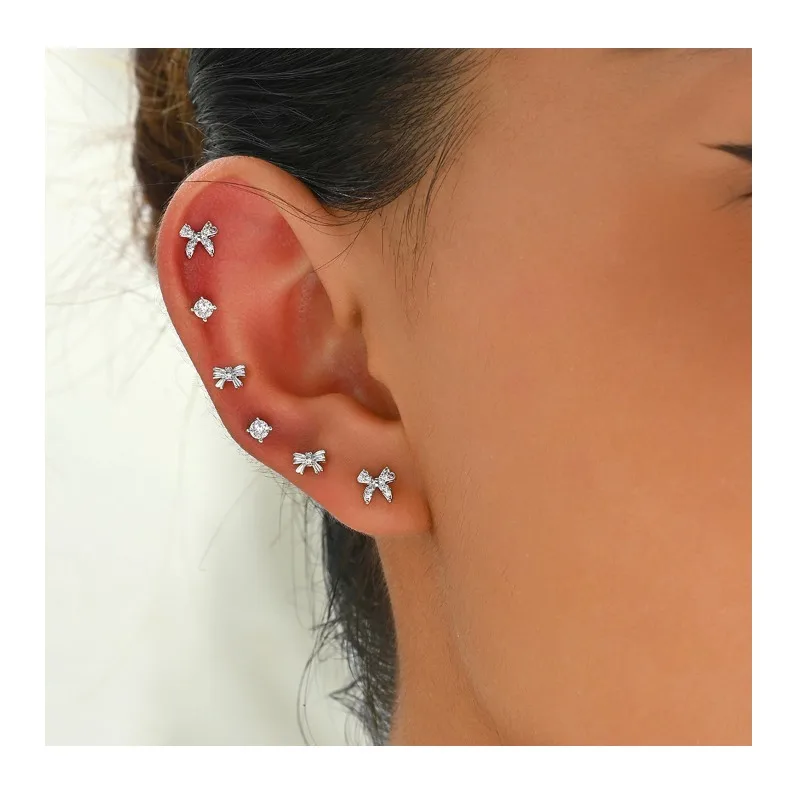 Korean Version Korean Sweet Small Fresh Zircon Women's Stud Earrings Set Niche Bow Design Earrings
Korean Version Korean Sweet Small Fresh Zircon Women's Stud Earrings Set Niche Bow Design Earrings