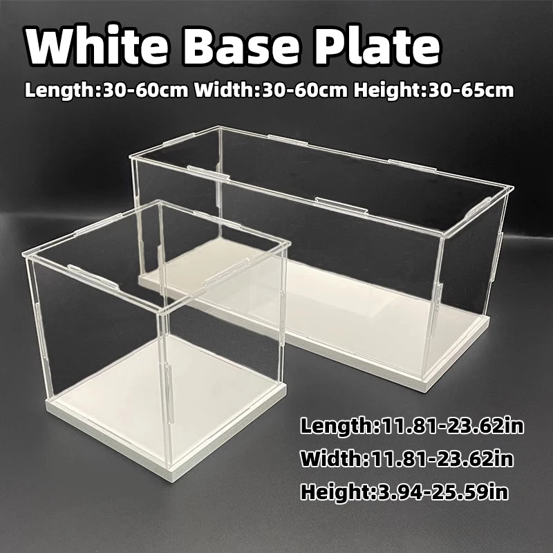 White Base Assembled Glue Free ClearAcrylic Display Case Box Dust Cover Storage for Art Decor Figure Toys L30-60 W30-60 H10-65cm
White Base Assembled Glue Free ClearAcrylic Display Case Box Dust Cover Storage for Art Decor Figure Toys L30-60 W30-60 H10-65cm