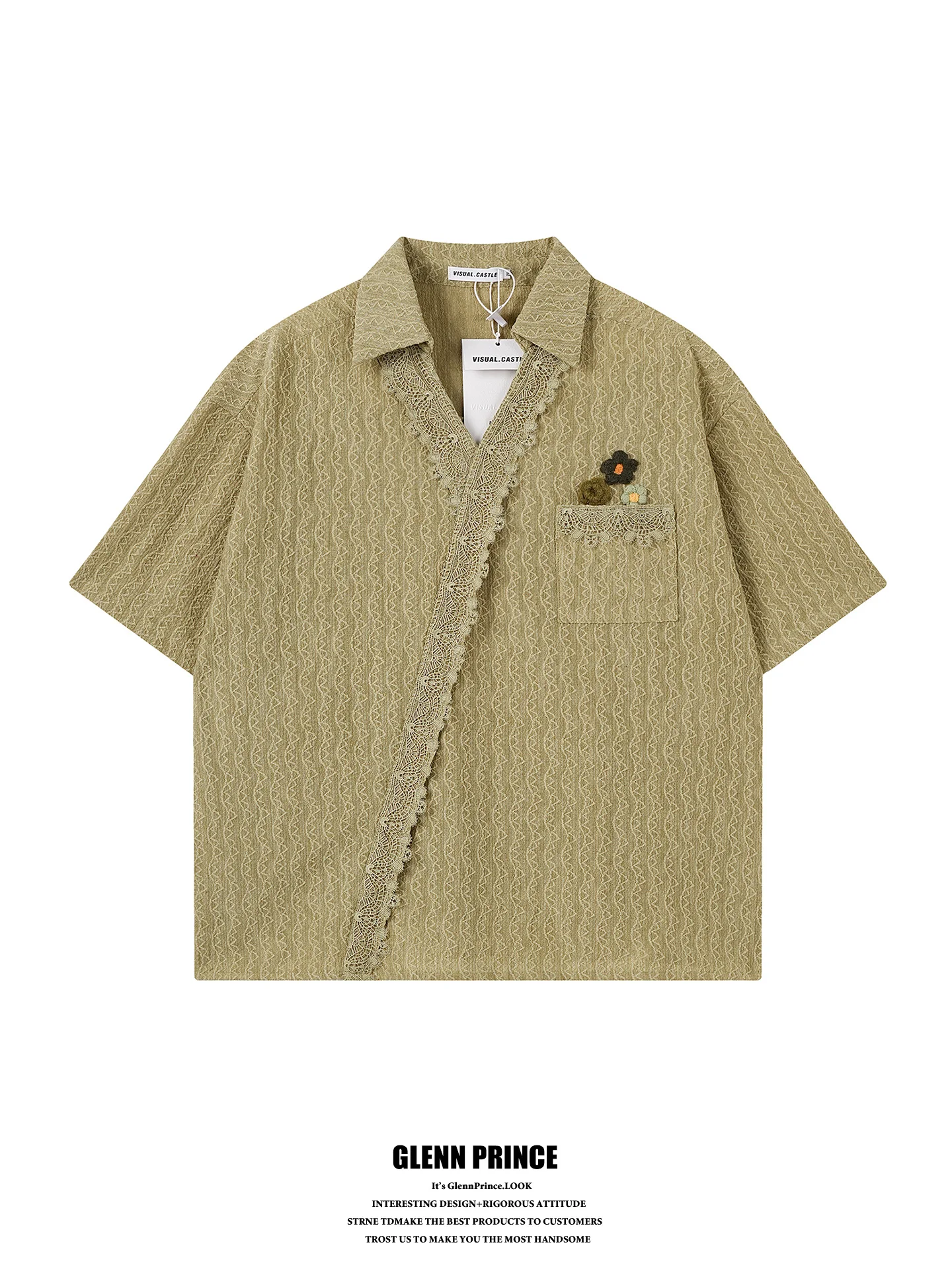 GPstudio Hong Kong Style Short Sleeve Men's Shirt with 3D Flower Lace Trim Lazy Design Breathable Cotton Polyester Blend Summ...
GPstudio Hong Kong Style Short Sleeve Men's Shirt with 3D Flower Lace Trim Lazy Design Breathable Cotton Polyester Blend Summ...