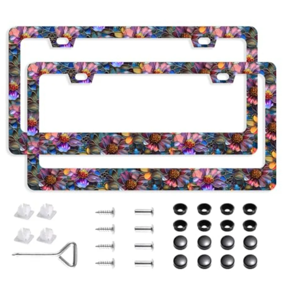 2Packs License Plate Frame Auto Stainless Steel Car Tag Frame with Screws Purple Glass Flower Floral Car Accessories for Women
2Packs License Plate Frame Auto Stainless Steel Car Tag Frame with Screws Purple Glass Flower Floral Car Accessories for Women