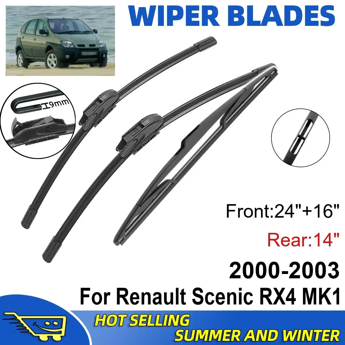 3PCS For Renault Scenic RX4 MK1 2000-2003 24" + 16"+ 14" Front Rear Wiper Blades Windshield Windscreen Window Cutter
3PCS For Renault Scenic RX4 MK1 2000-2003 24" + 16"+ 14" Front Rear Wiper Blades Windshield Windscreen Window Cutter