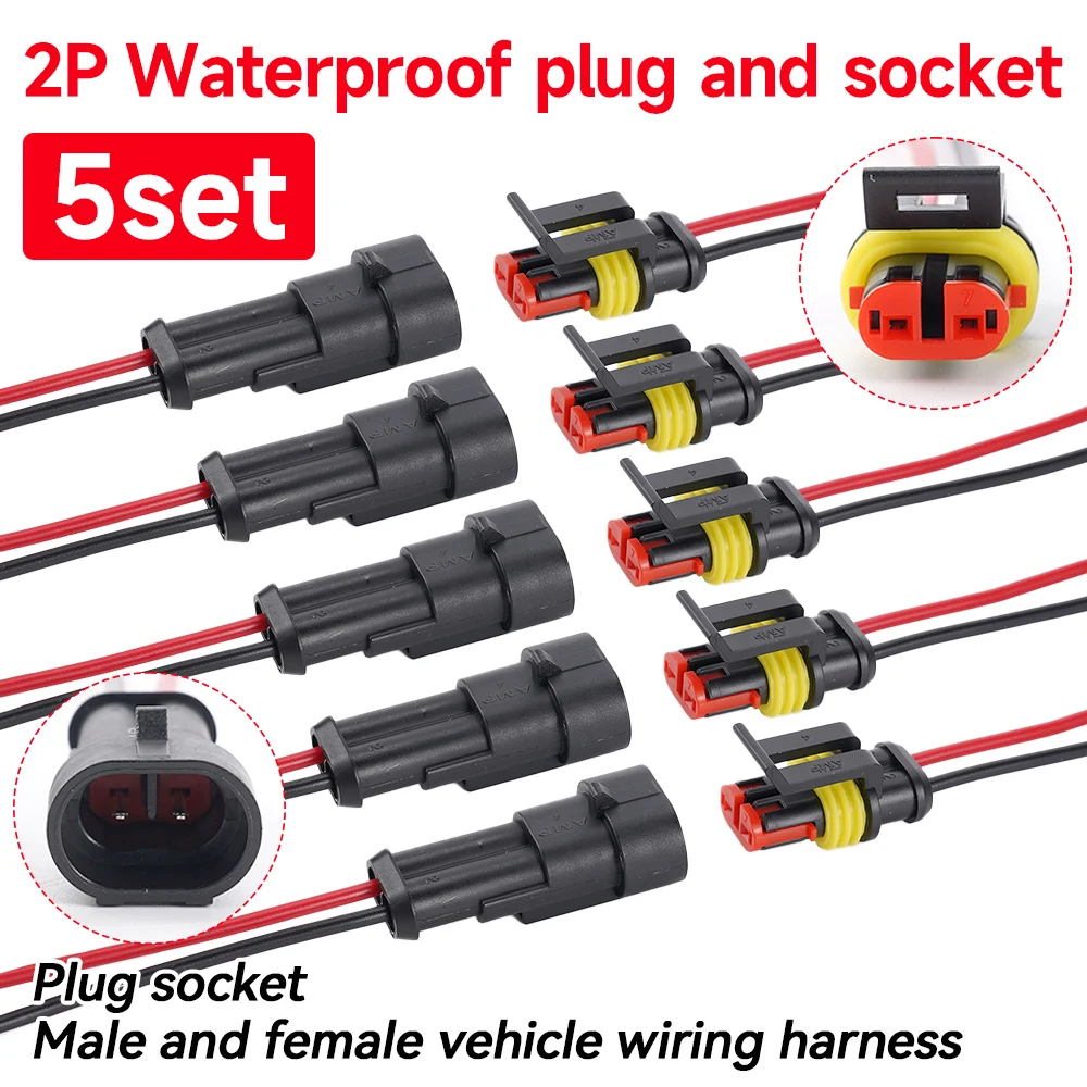 1/5Set 2Pin Electrical Wire Connector Male Female Plug Socket Quick Disconnect Waterproof Plug Series Terminal
1/5Set 2Pin Electrical Wire Connector Male Female Plug Socket Quick Disconnect Waterproof Plug Series Terminal