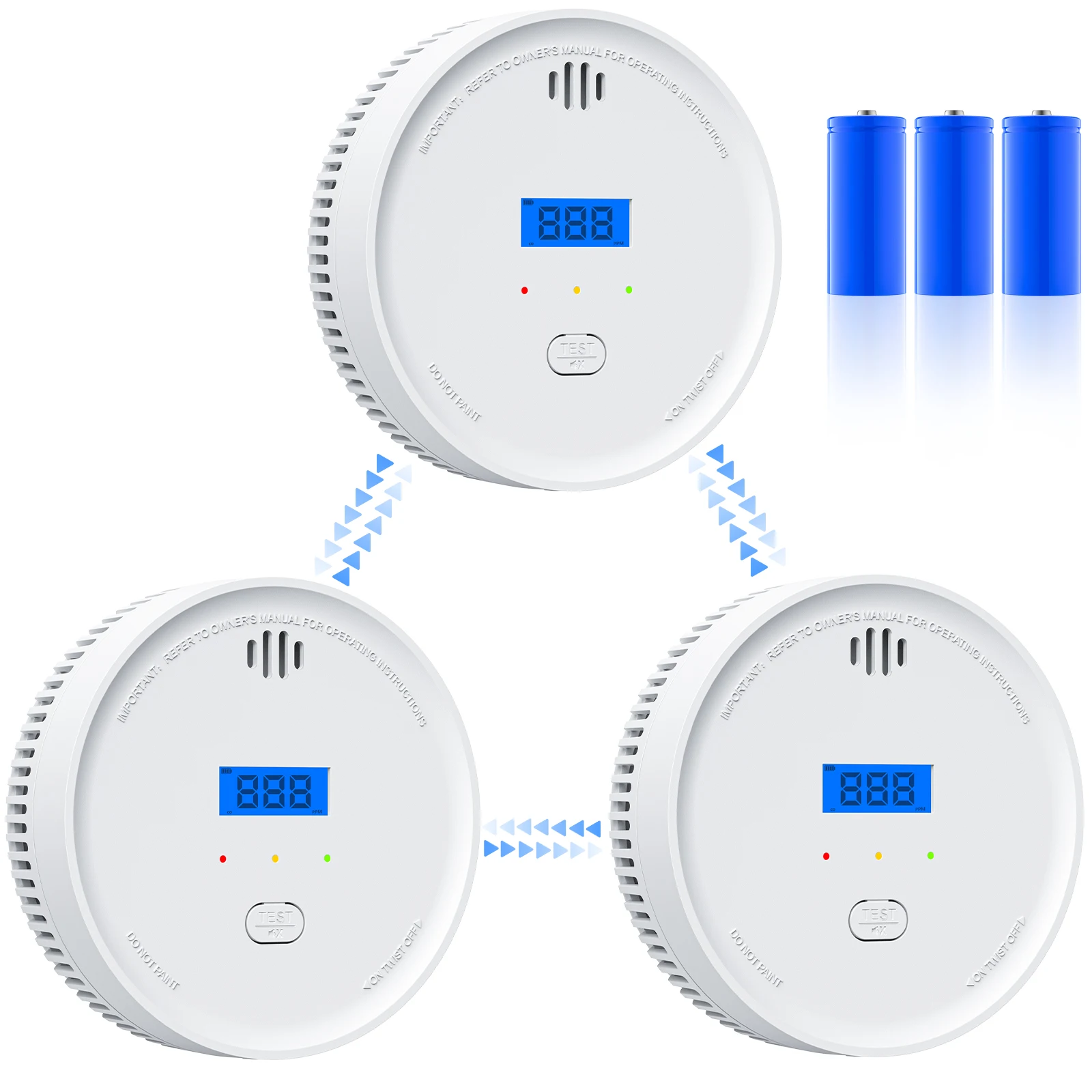 Interlinked Smoke Detector and Carbon Monoxide Detector Combo with LED Indicators, 2 in 1 CO & Smoke Alarm, Battery Operated Wireless Interconnected Smoke and Carbon Monoxide Detectors 3-Pack
Interlinked Smoke Detector and Carbon Monoxide Detector Combo with LED Indicators, 2 in 1 CO & Smoke Alarm, Battery Operated Wireless Interconnected Smoke and Carbon Monoxide Detectors 3-Pack
