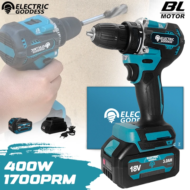 Electric Goddess DDF487 Cordless Brushless 10mm Electric Impact Drill Driver Power Tool For Makita 18V Battery
Electric Goddess DDF487 Cordless Brushless 10mm Electric Impact Drill Driver Power Tool For Makita 18V Battery 