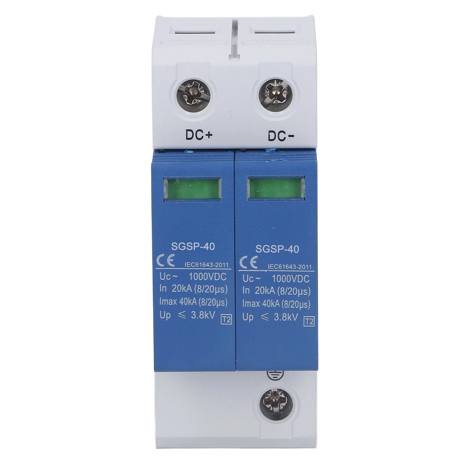 Surge Protective Device SPD Photovoltaic Breaker Protector DC1000V 40KA Blue and White 2P
Surge Protective Device SPD Photovoltaic Breaker Protector DC1000V 40KA Blue and White 2P