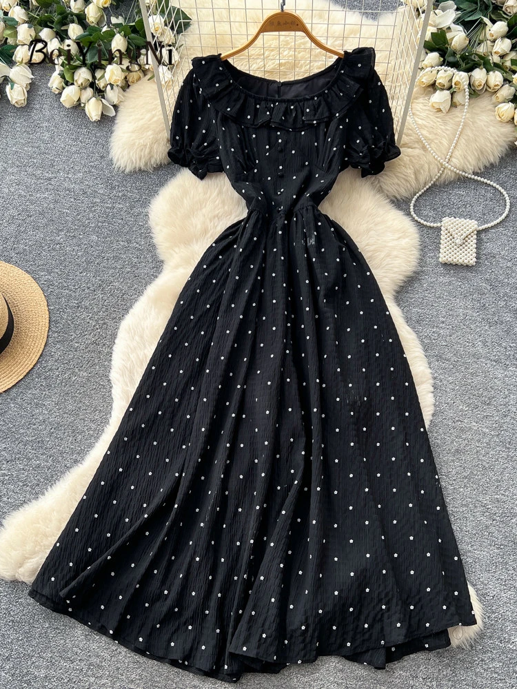 Beiyingni French Elegant Long Dresses for Women Vintage Dots Print Ruffles Black Dress Female Casual Slim High Waist Dress New
Beiyingni French Elegant Long Dresses for Women Vintage Dots Print Ruffles Black Dress Female Casual Slim High Waist Dress New