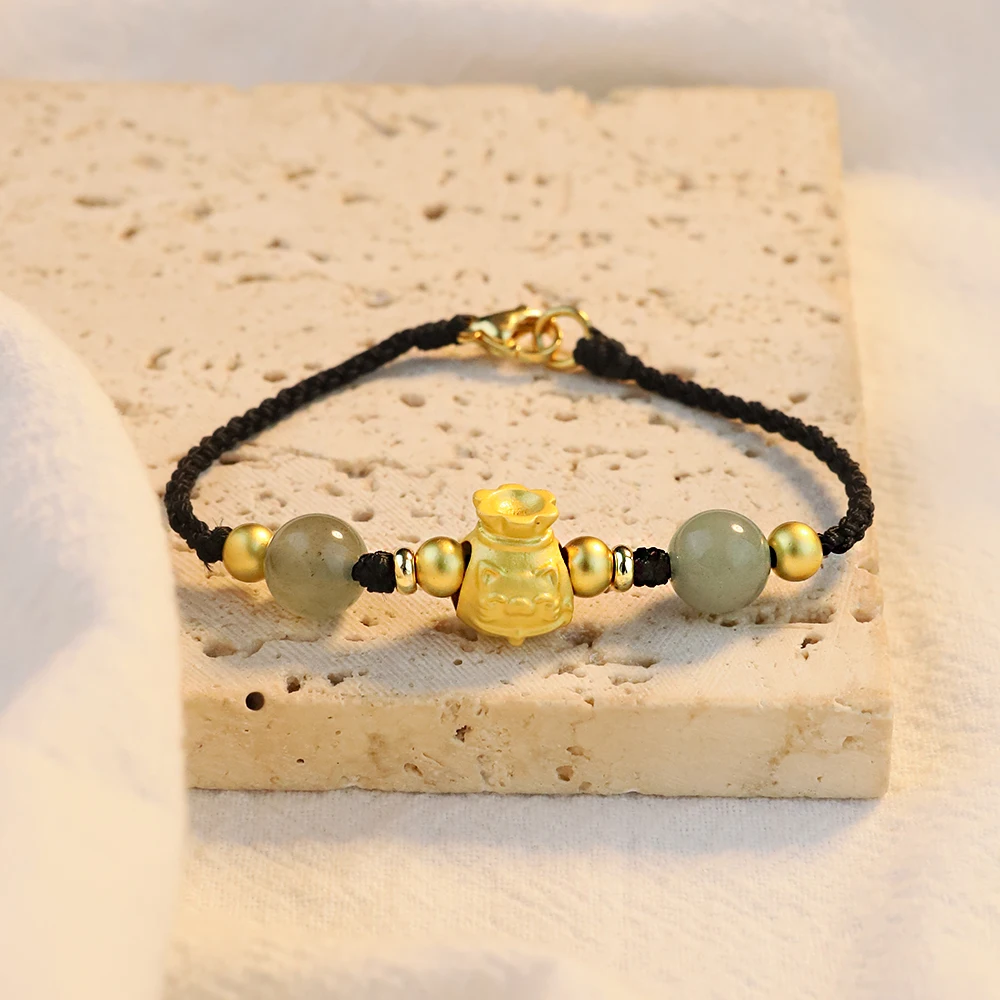 Japanese Style Fortune Bag Bracelet, 18K Gold Plated Copper & Natural Gemstone, Adjustable Spiritual Bangle for Good Luck
Japanese Style Fortune Bag Bracelet, 18K Gold Plated Copper & Natural Gemstone, Adjustable Spiritual Bangle for Good Luck