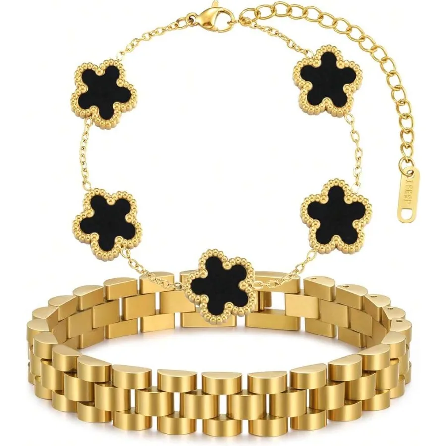 Stackable Four Leaf Clover Bracelets For Women, 18K Gold Plated Love Bangle Bracelets Set, 3 Pcs Charm Jewelry Gifts
Stackable Four Leaf Clover Bracelets For Women, 18K Gold Plated Love Bangle Bracelets Set, 3 Pcs Charm Jewelry Gifts
