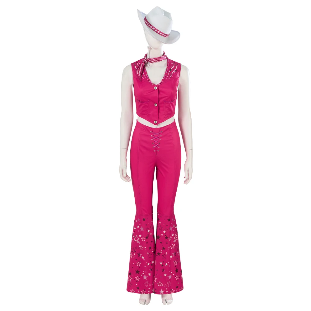 2023 Movie Cowgirl Pink Outfit Rose Red Vest Pants Suit with Hat Women Halloween Party Costumes
2023 Movie Cowgirl Pink Outfit Rose Red Vest Pants Suit with Hat Women Halloween Party Costumes