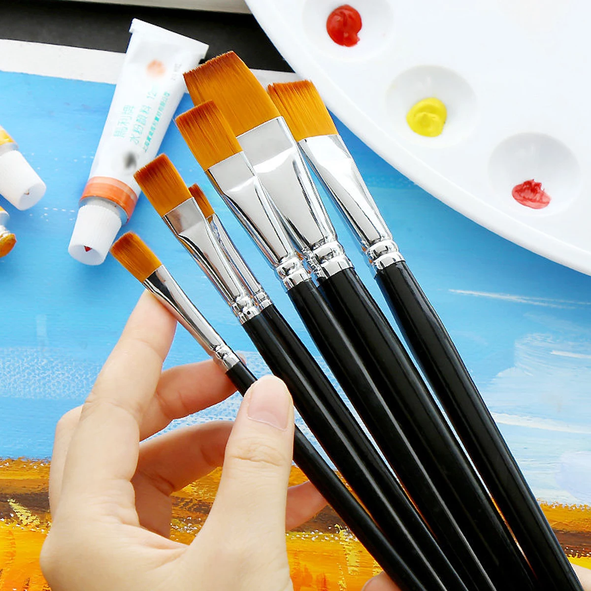 9 Pcs Brush Set Flat Pattern Paint Beginner Watercolor Painting Supplies Bamboo
9 Pcs Brush Set Flat Pattern Paint Beginner Watercolor Painting Supplies Bamboo