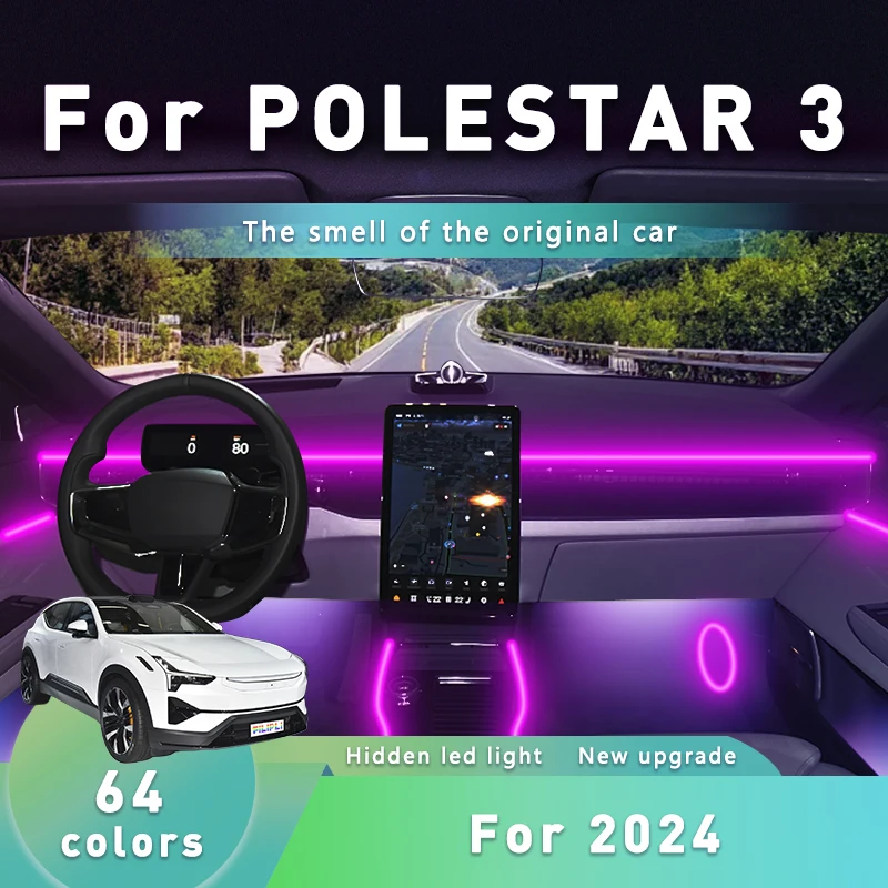 FILIPLI For The POLESTAR 3 For 2024 64 Color Mood Atmosphere Decoration LED Strip 64 RGB Car Ambient Mood Light By App Control
FILIPLI For The POLESTAR 3 For 2024 64 Color Mood Atmosphere Decoration LED Strip 64 RGB Car Ambient Mood Light By App Control