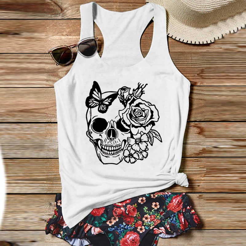 Floral Skull Tank Top Women Halloween Skull Tops Funny Skull Shirt Floral Skull Tank Top Skeleton New Clothing Skull M
Floral Skull Tank Top Women Halloween Skull Tops Funny Skull Shirt Floral Skull Tank Top Skeleton New Clothing Skull M