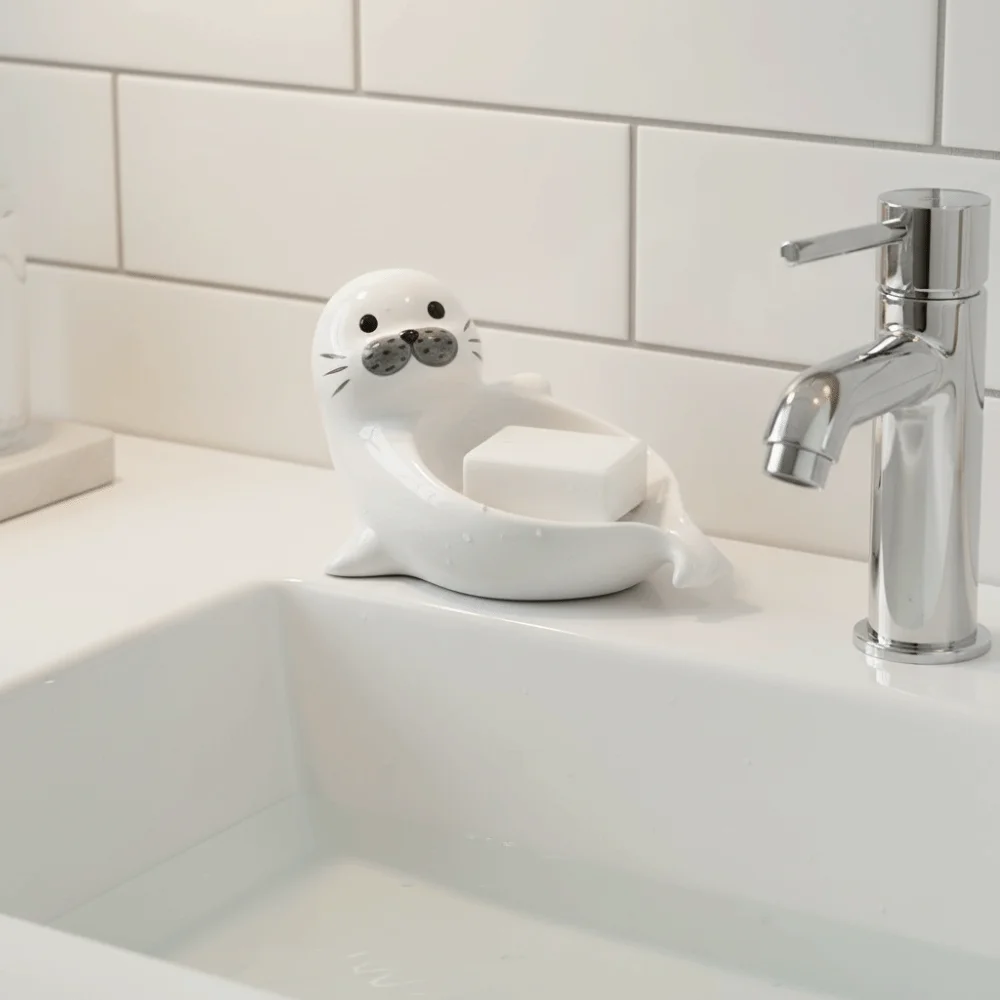 Милая мыльница в виде морского льва, самоотводящаяся, керамическая, для ванной комнаты и кухни, органайзер для декора
Милая мыльница в виде морского льва, самоотводящаяся, керамическая, для ванной комнаты и кухни, органайзер для декора