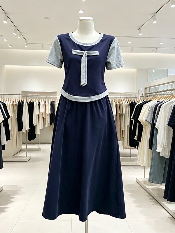 High Waist Short Sleeve Half Skirt Set Women's plus Size Korean Style Color Block School Uniform Style Casual Summer Outfit
High Waist Short Sleeve Half Skirt Set Women's plus Size Korean Style Color Block School Uniform Style Casual Summer Outfit