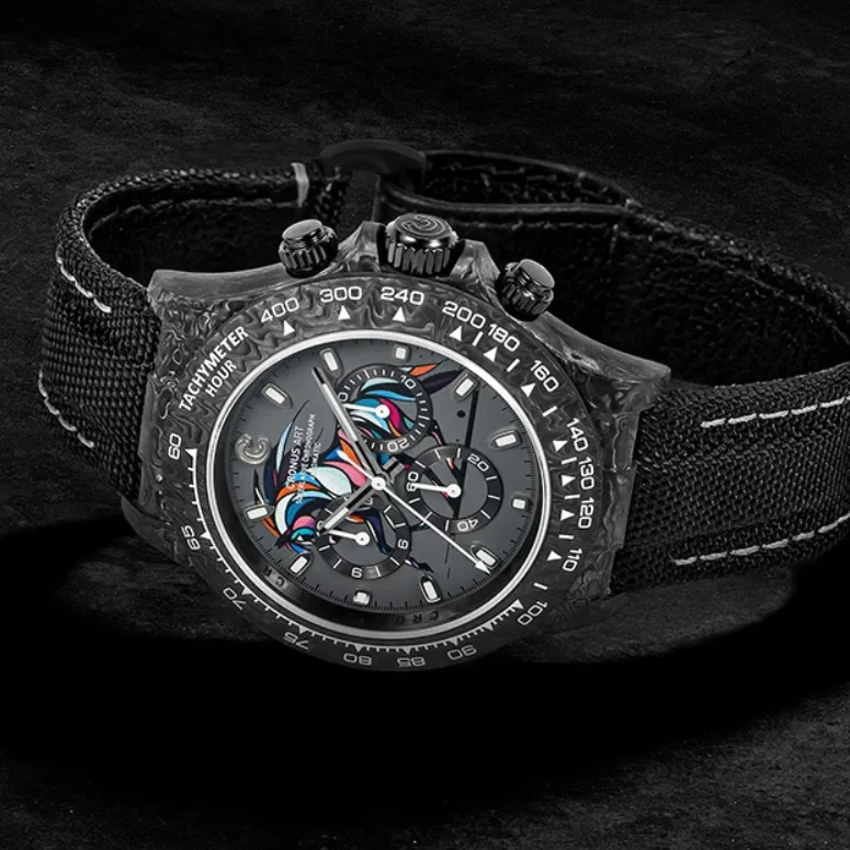 CRONUSART Men Chronograph Watch 40mm Automatic Mechanical Wristwatch Carbon Fiber Case Sapphrie Mirror Luminou Horse Year Dial
CRONUSART Men Chronograph Watch 40mm Automatic Mechanical Wristwatch Carbon Fiber Case Sapphrie Mirror Luminou Horse Year Dial