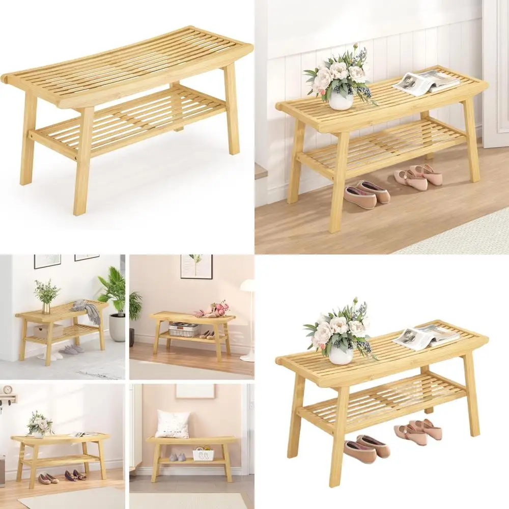 Бамбуковая скамья для столовой: Длинная, прочная, удобная скамья для хранения вещей с 2-уровневой решетчатой конструкцией для прихожей или коридора
Бамбуковая скамья для столовой: Длинная, прочная, удобная скамья для хранения вещей с 2-уровневой решетчатой конструкцией для прихожей или коридора