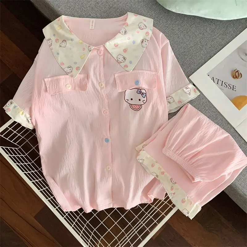 Sanrio Hello Kitty Women's Summer Pajama Set Korean Ins T-Shirt Sanrio Pajamas Leisure Loose Comfort Girl Student Homewear New
Sanrio Hello Kitty Women's Summer Pajama Set Korean Ins T-Shirt Sanrio Pajamas Leisure Loose Comfort Girl Student Homewear New