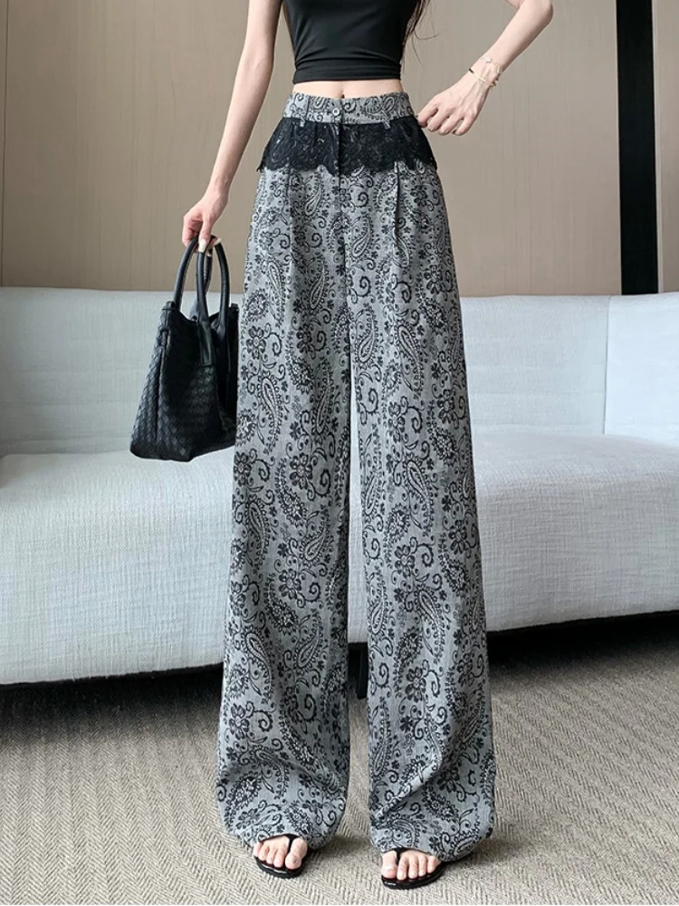 Temperament cashew print lace patchwork wide leg pants for women in summer 2025 new high waisted slimming loose casual pants
Temperament cashew print lace patchwork wide leg pants for women in summer 2025 new high waisted slimming loose casual pants