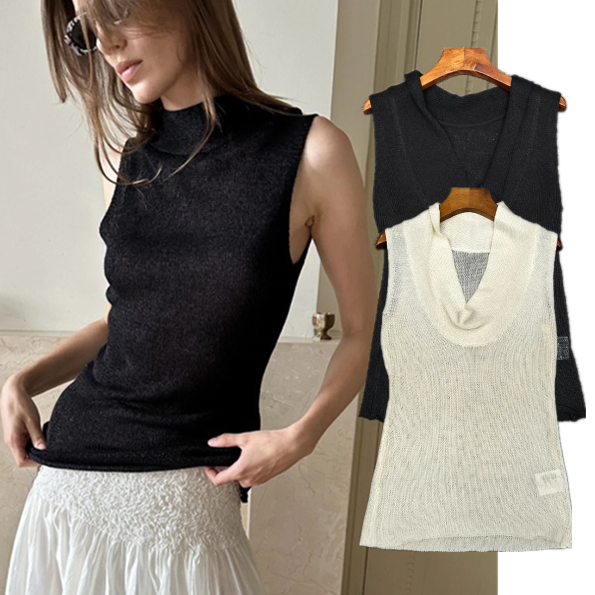 Maxdutti Summer French Elegant Swing Neck Sleeveless Knitted Vest For Women Women's Blouses And Shirt Woman Clothing Tank Tops
Maxdutti Summer French Elegant Swing Neck Sleeveless Knitted Vest For Women Women's Blouses And Shirt Woman Clothing Tank Tops