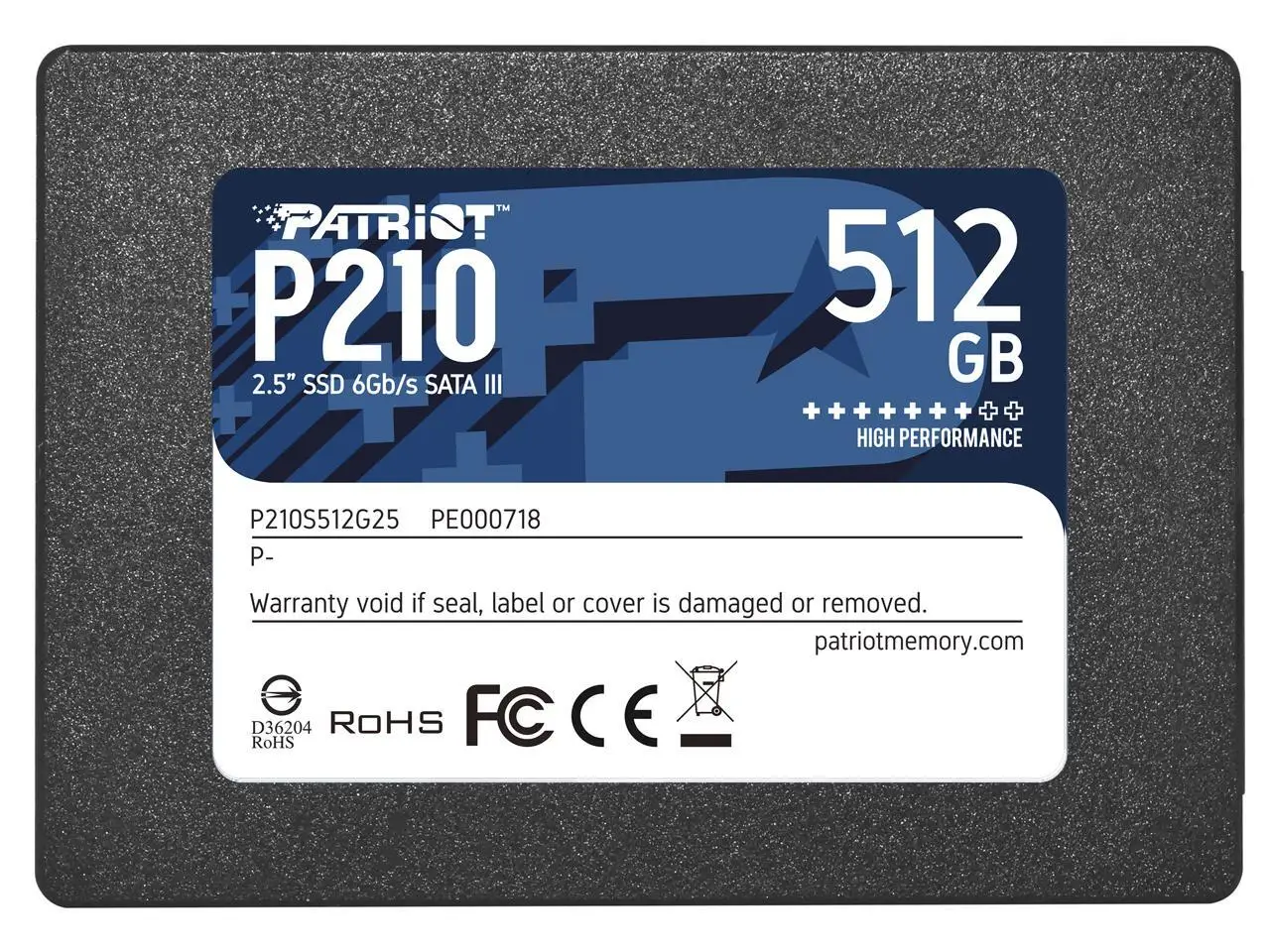 Patriot P210 2.5" 512GB SATA III TLC Internal Solid State Drive (SSD) P210S512G25
Patriot P210 2.5" 512GB SATA III TLC Internal Solid State Drive (SSD) P210S512G25