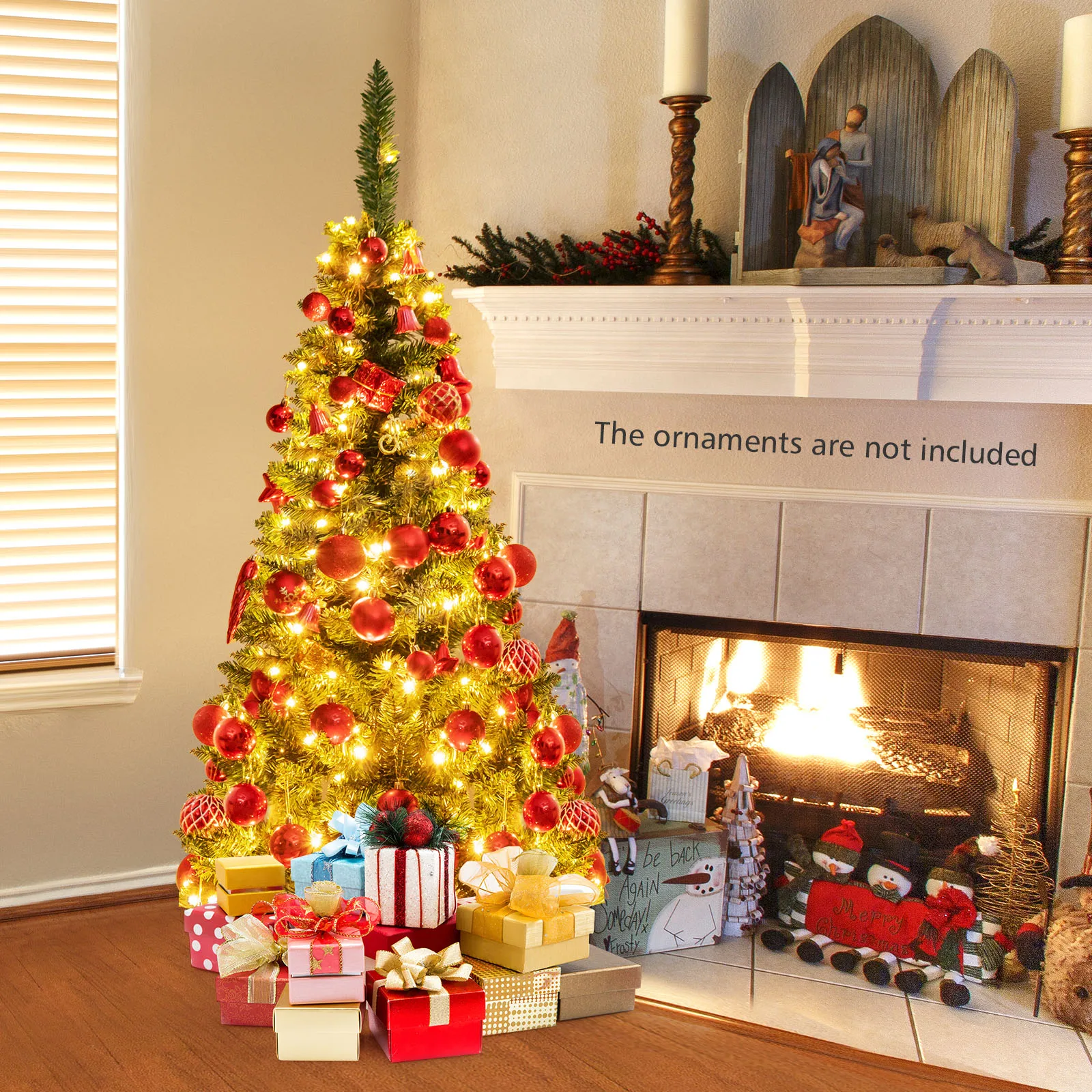 4.5ft Pre-Lit Artificial Pencil Christmas Tree with 150 Warm White Lights Indoor
4.5ft Pre-Lit Artificial Pencil Christmas Tree with 150 Warm White Lights Indoor