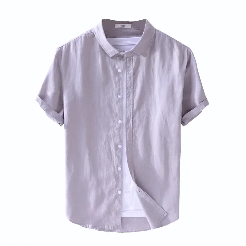 Summer men's linen short sleeved shirt Solid simple casual large versatile men's shirt Loose Japanese half sleeved top
Summer men's linen short sleeved shirt Solid simple casual large versatile men's shirt Loose Japanese half sleeved top