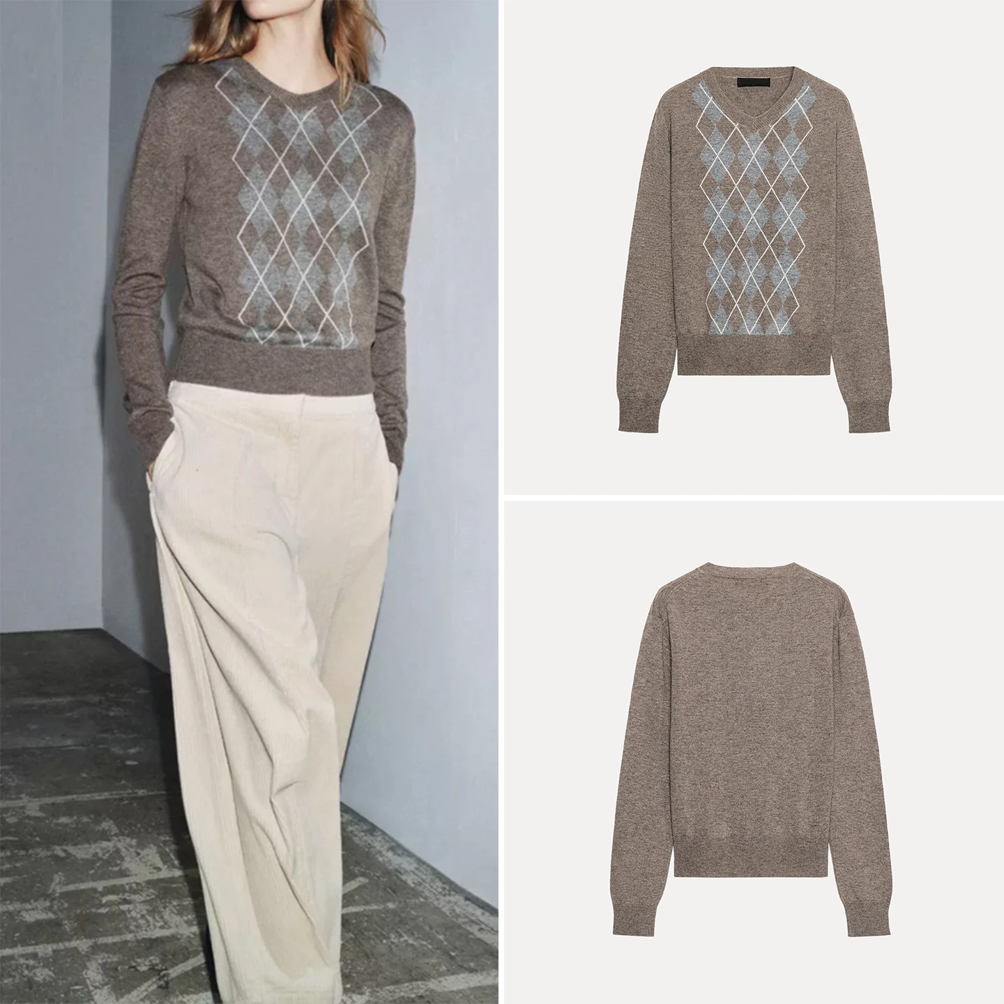 Ele Mixed Fiber Diamond Pattern Knitwear Long Sve round Ne Regular Fit for Young Women Autumn New Sle Z
Ele Mixed Fiber Diamond Pattern Knitwear Long Sve round Ne Regular Fit for Young Women Autumn New Sle Z