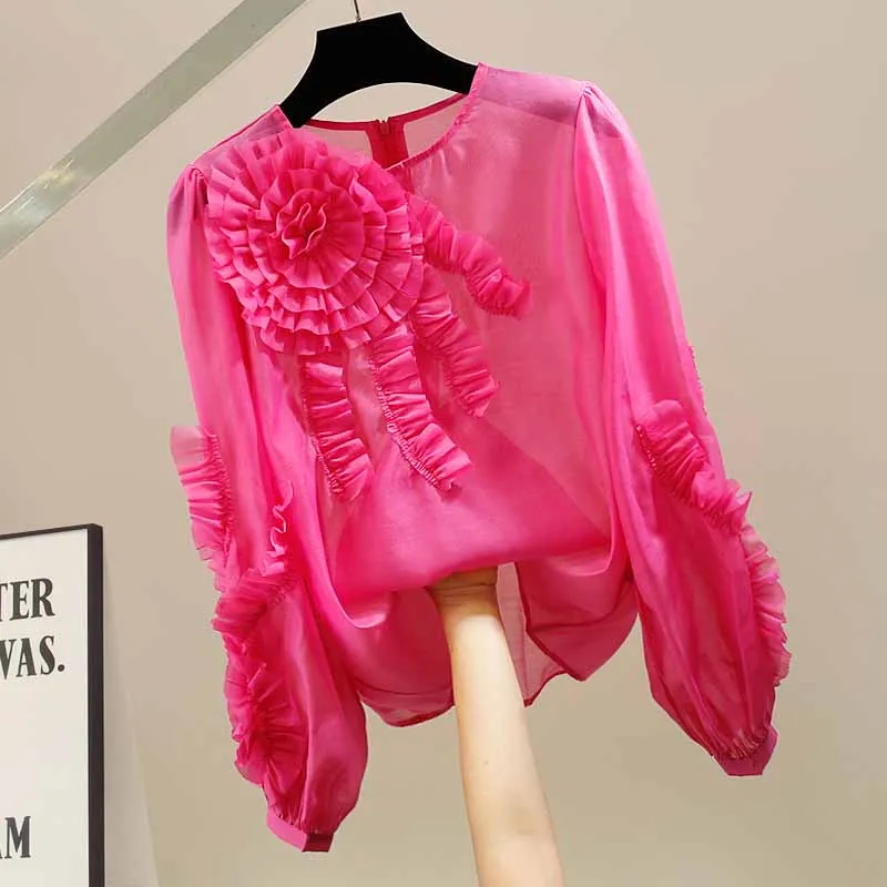 Heavy Embellished Long Sleeve Silk Shirt Loose Fit See through Fashionable Personality Oversized Top Trendy Gored Skirt Blouse
Heavy Embellished Long Sleeve Silk Shirt Loose Fit See through Fashionable Personality Oversized Top Trendy Gored Skirt Blouse