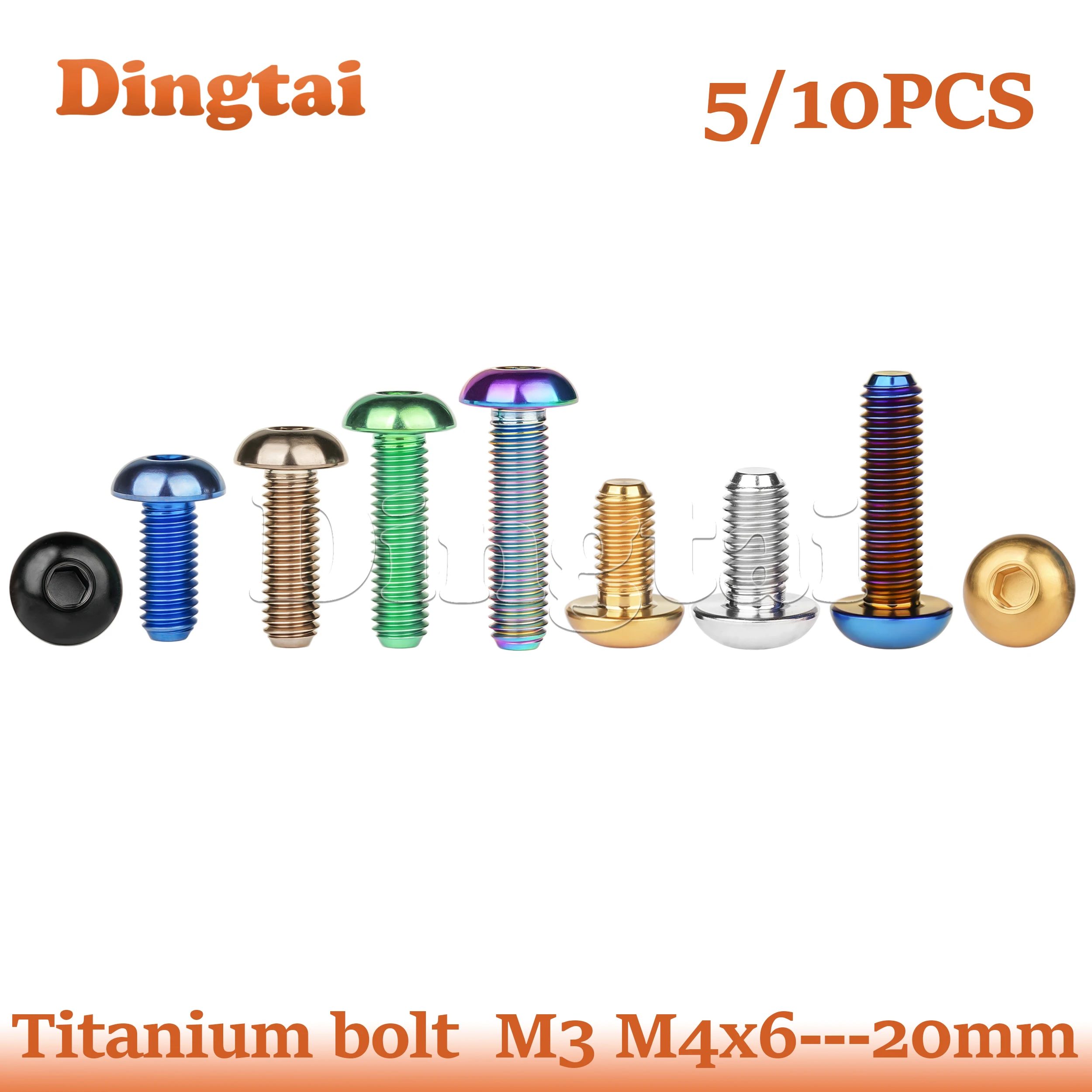 Dingtai Titanium Bolt 5/10PCS M3 M4x6--20 mm Half Round Head Hex Socket Screw
Dingtai Titanium Bolt 5/10PCS M3 M4x6--20 mm Half Round Head Hex Socket Screw
