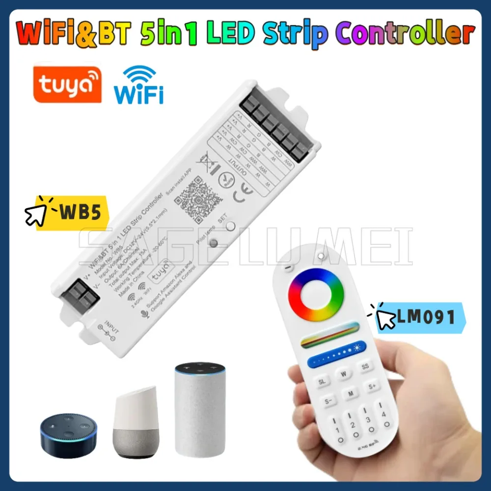 WB5 WiFi 5 в 1 светодиодный контроллер Tuya APP Домашнее голосовое управление RGB RGBW CCT Светодиодная лента Диммер Bluetooth APP RF Remote LM091
WB5 WiFi 5 в 1 светодиодный контроллер Tuya APP Домашнее голосовое управление RGB RGBW CCT Светодиодная лента Диммер Bluetooth APP RF Remote LM091